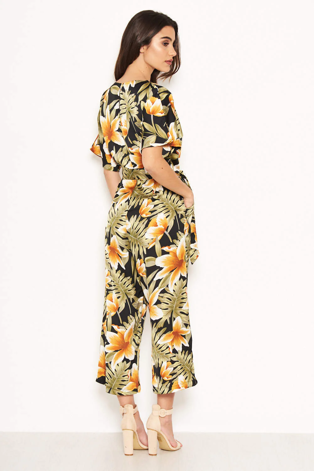 Tropical Print Belted Jumpsuit - Image 5