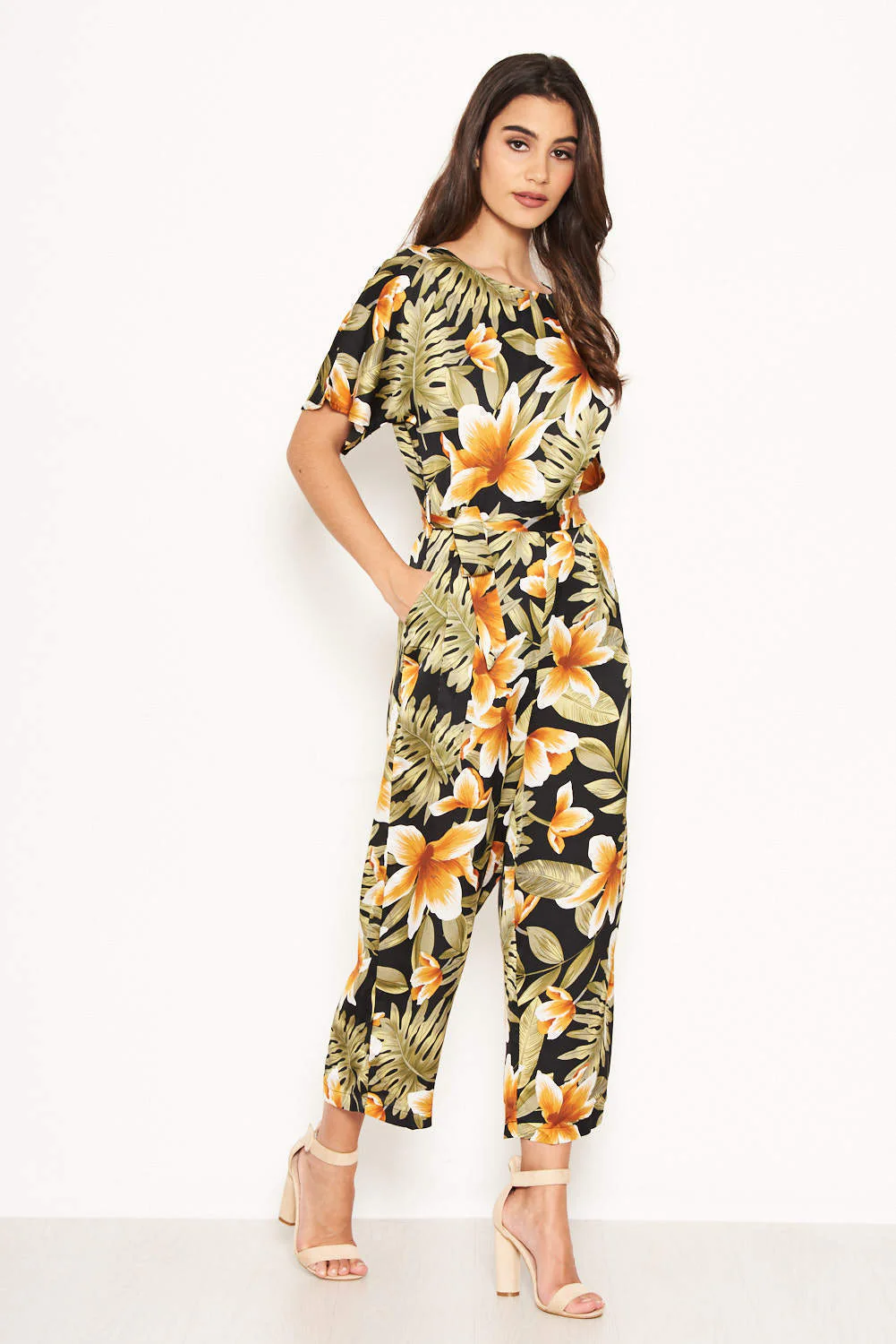 Tropical Print Belted Jumpsuit - Image 7