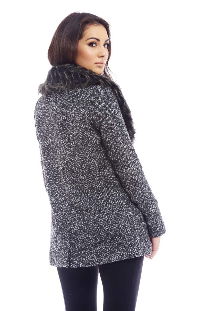 Tweed Fur Collar Jacket - Image 4