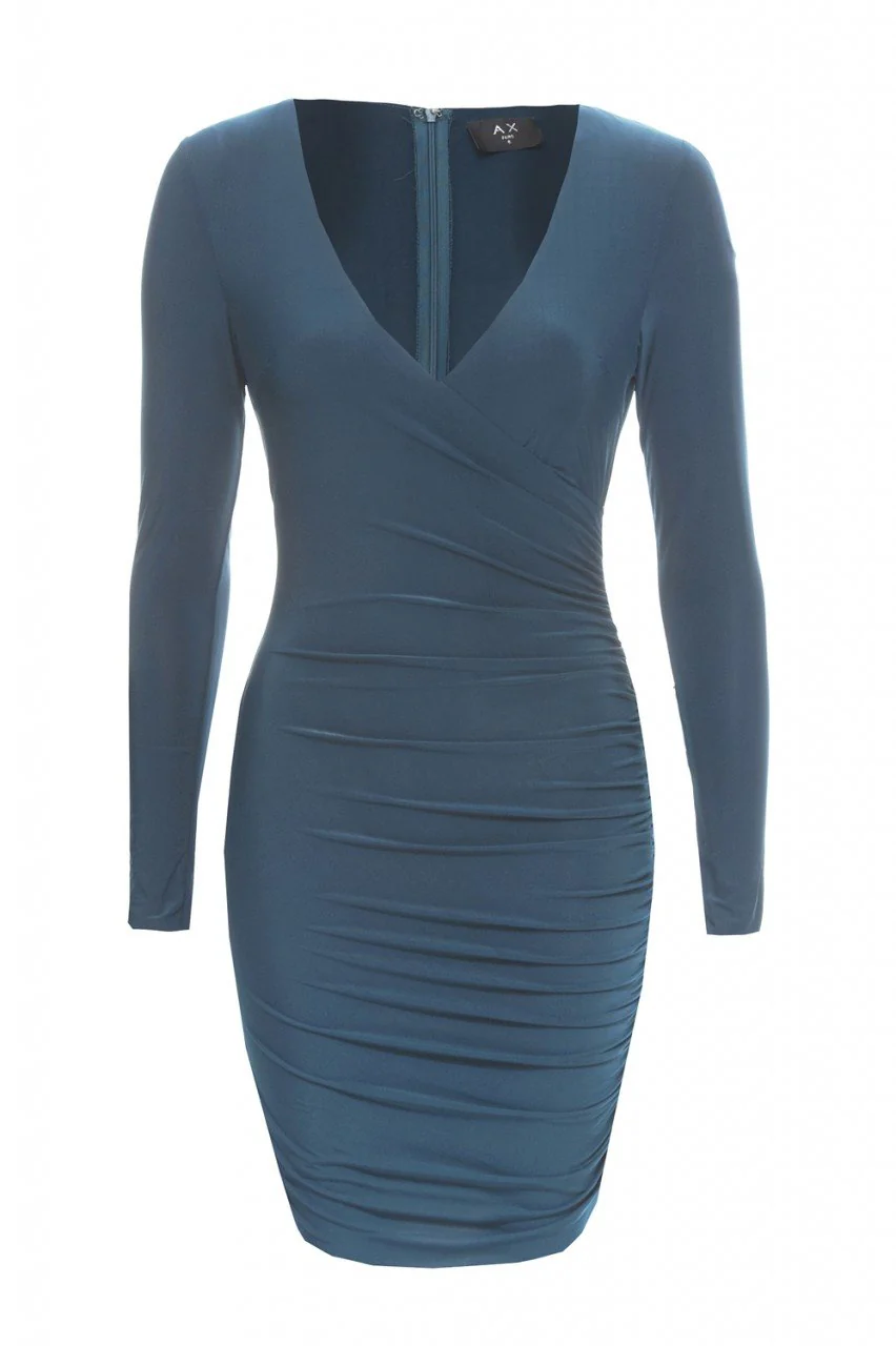 V Front Slinky Ruched Dress - Image 5