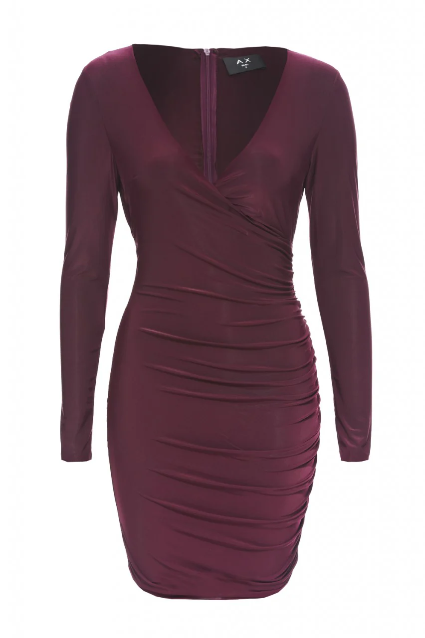 V Front  Slinky Ruched  Dress - Image 4