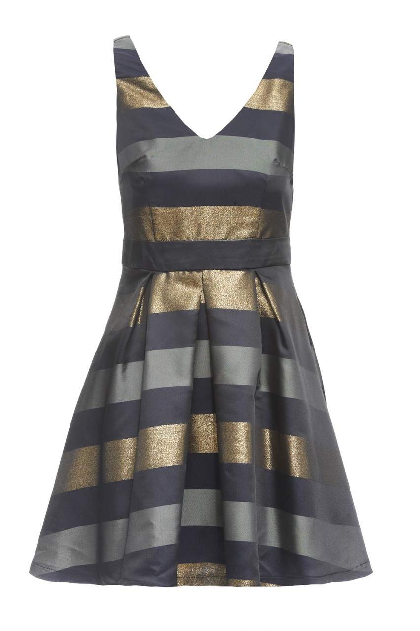 V  Front Striped Skater Dress - Image 5