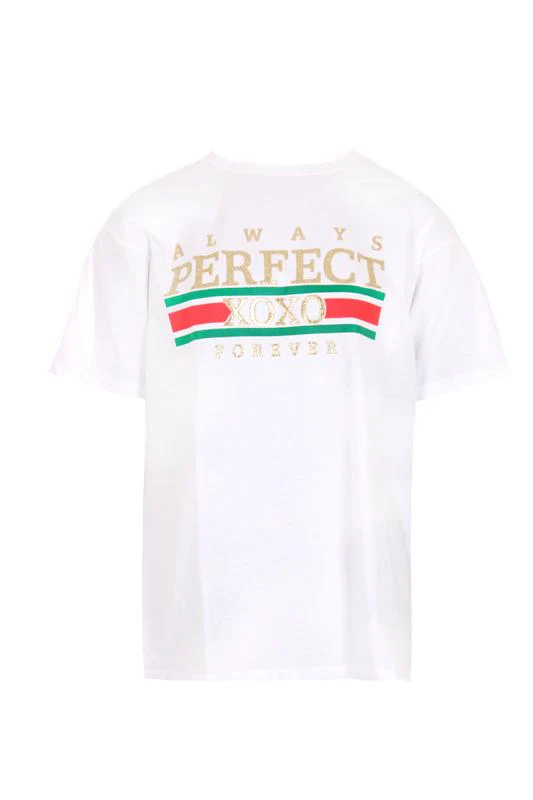 White Always Perfect Slogan T-Shirt - Image 4