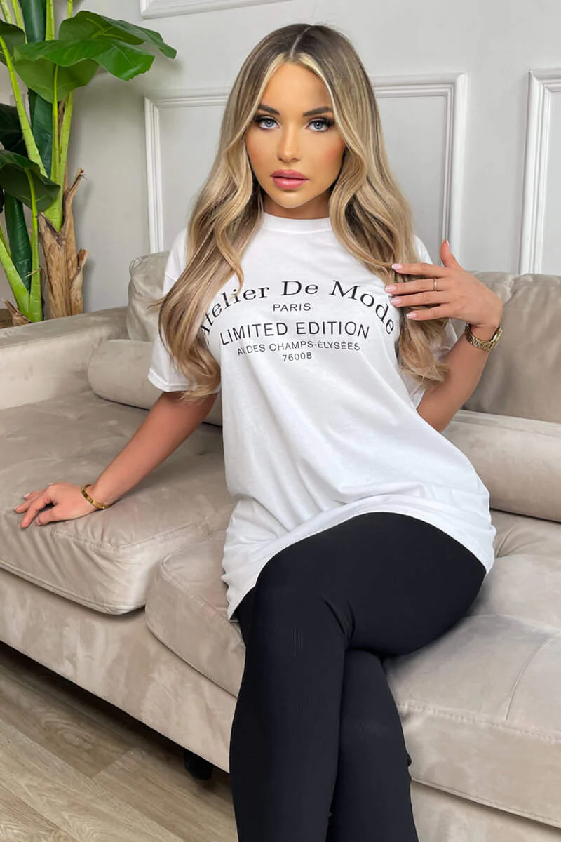 White Atelier Slogan T-Shirt - Image 3