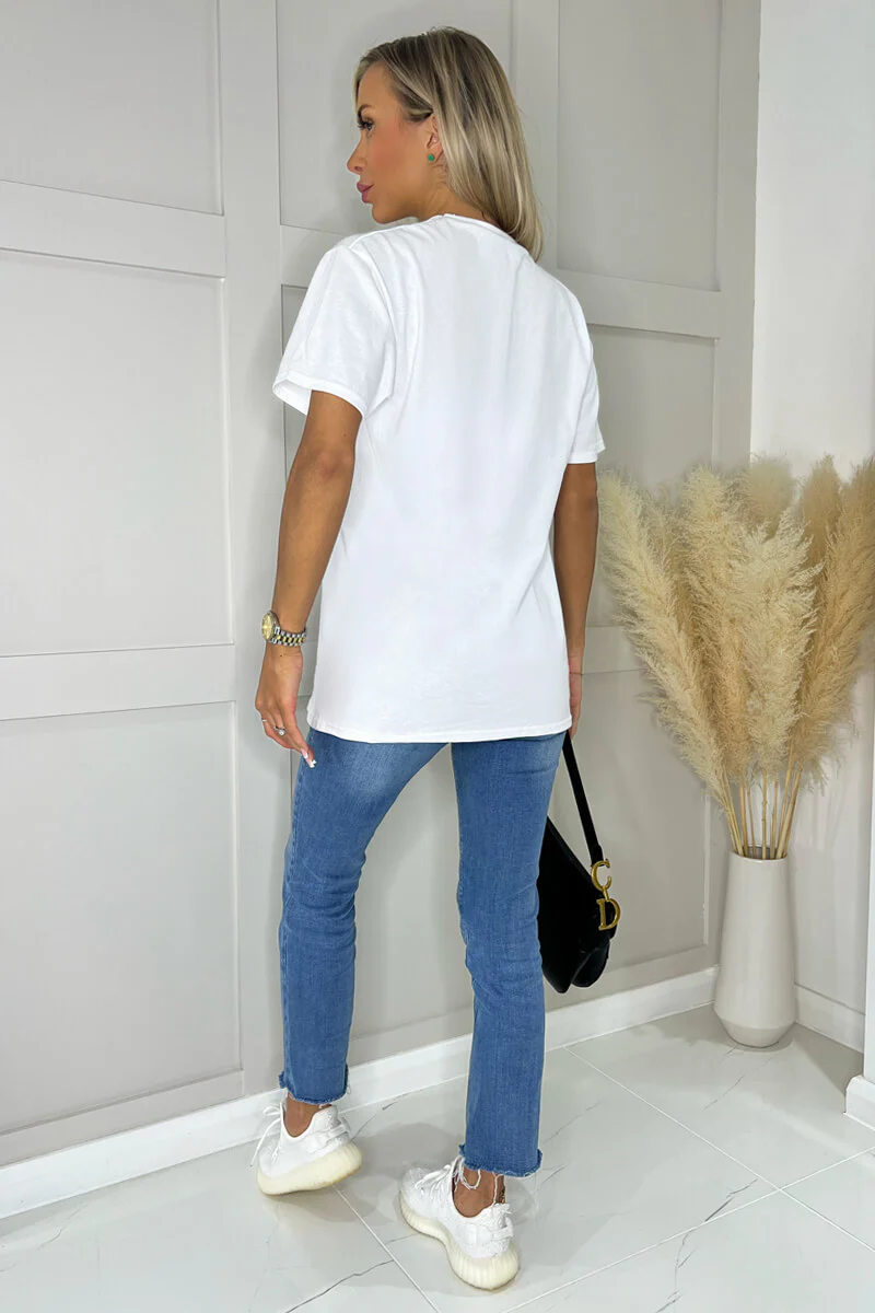 White J'Adore Gold Slogan T-Shirt - Image 5