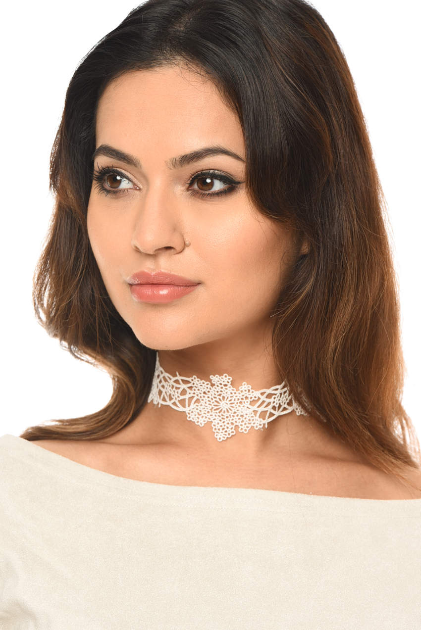 White Lace Choker Necklace