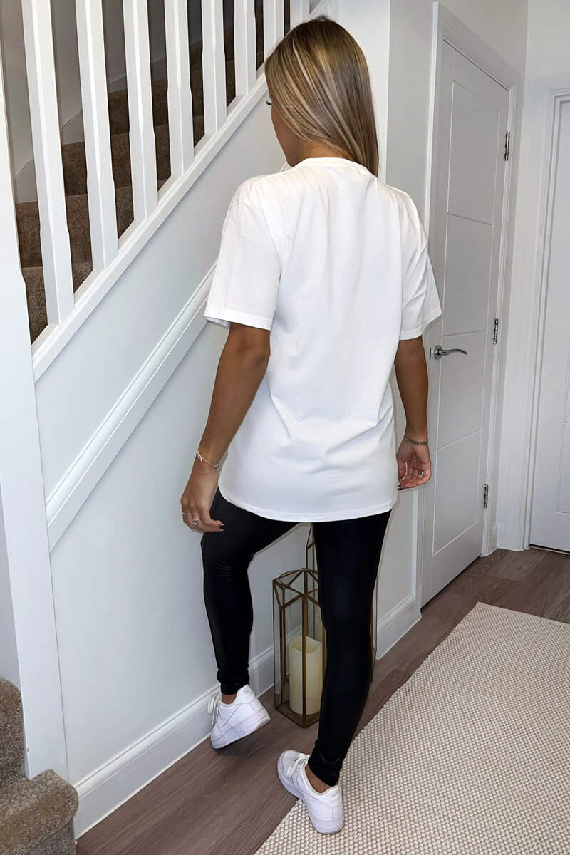 White Los Angeles Slogan Oversized T-Shirt - Image 4