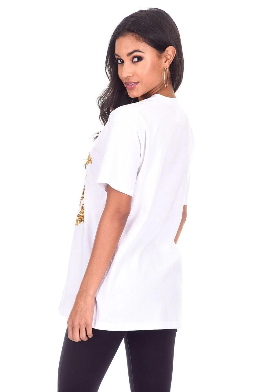 White Milan Slogan T-Shirt - Image 3