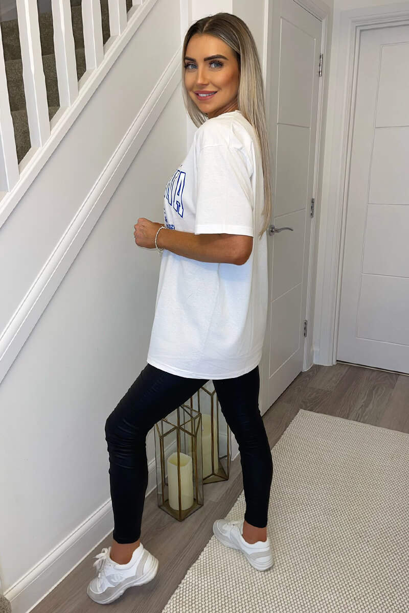 White Pasadena Slogan Oversized T-Shirt - Image 4