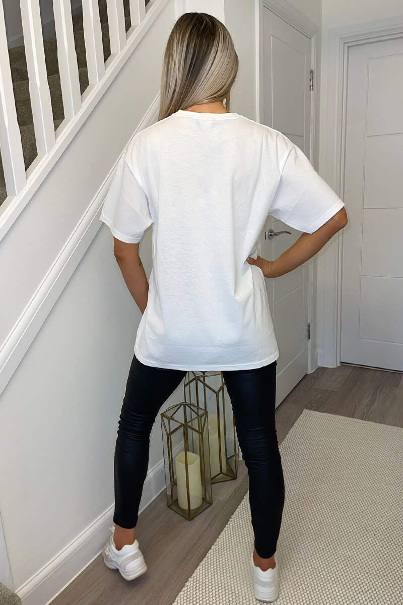 White Pasadena Slogan Oversized T-Shirt - Image 5