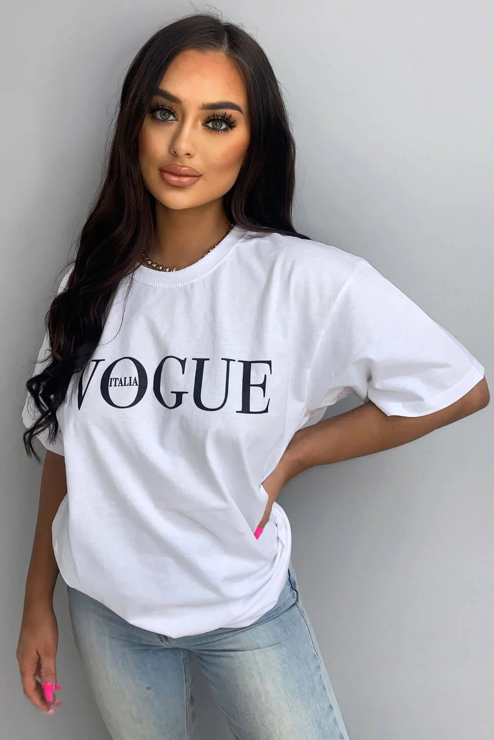 White Printed Oversized Tee - Image 2