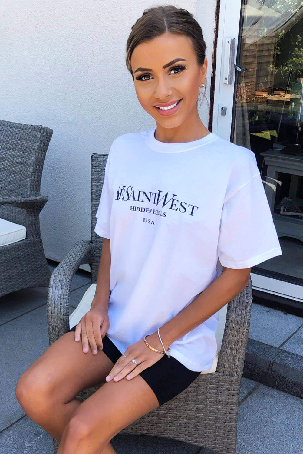 White Slogan Printed Oversized Tee - Image 2