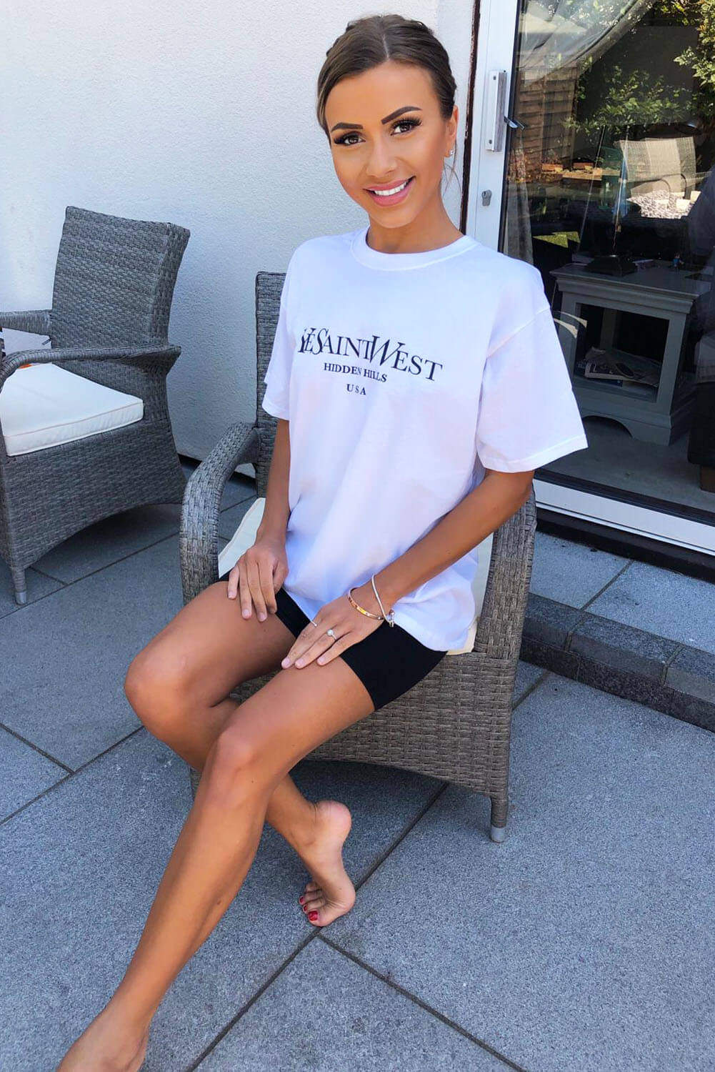 White Slogan Printed Oversized Tee - Image 3