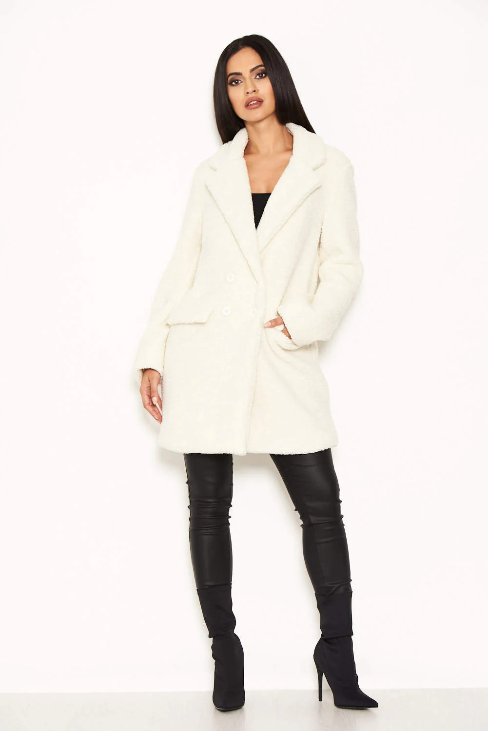 White Teddy Faux Fur Coat - Image 2