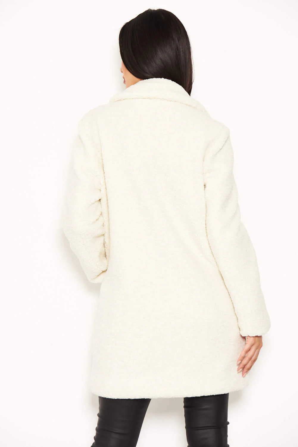 White Teddy Faux Fur Coat - Image 3