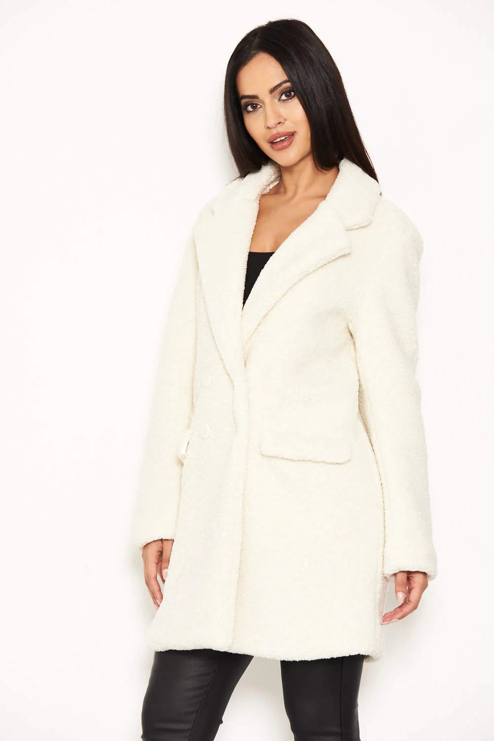 White Teddy Faux Fur Coat - Image 4