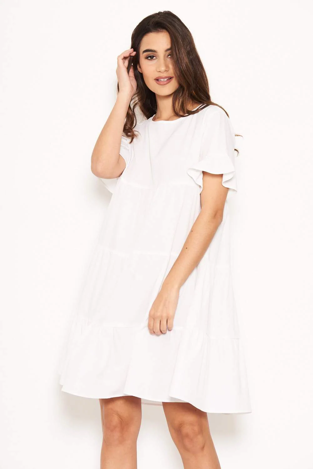 White Tiered Frill Dress - Image 4