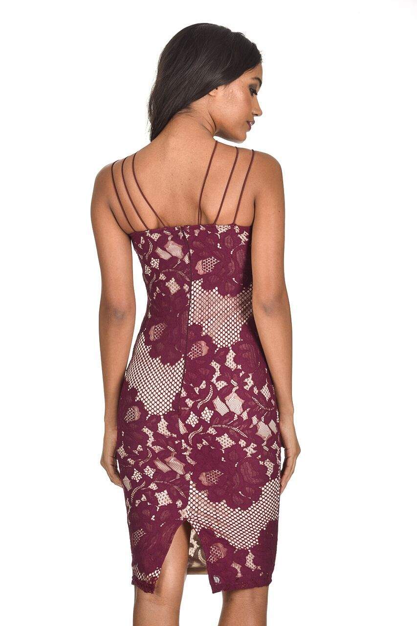 Wine Crochet Strappy Midi Dress - Image 3