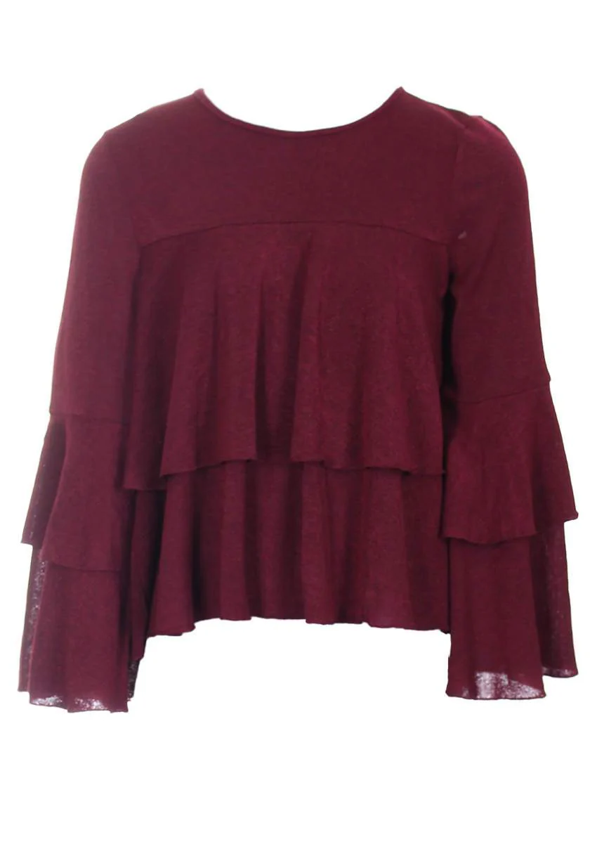 Wine Frill Long Sleeve Jumper - Image 4