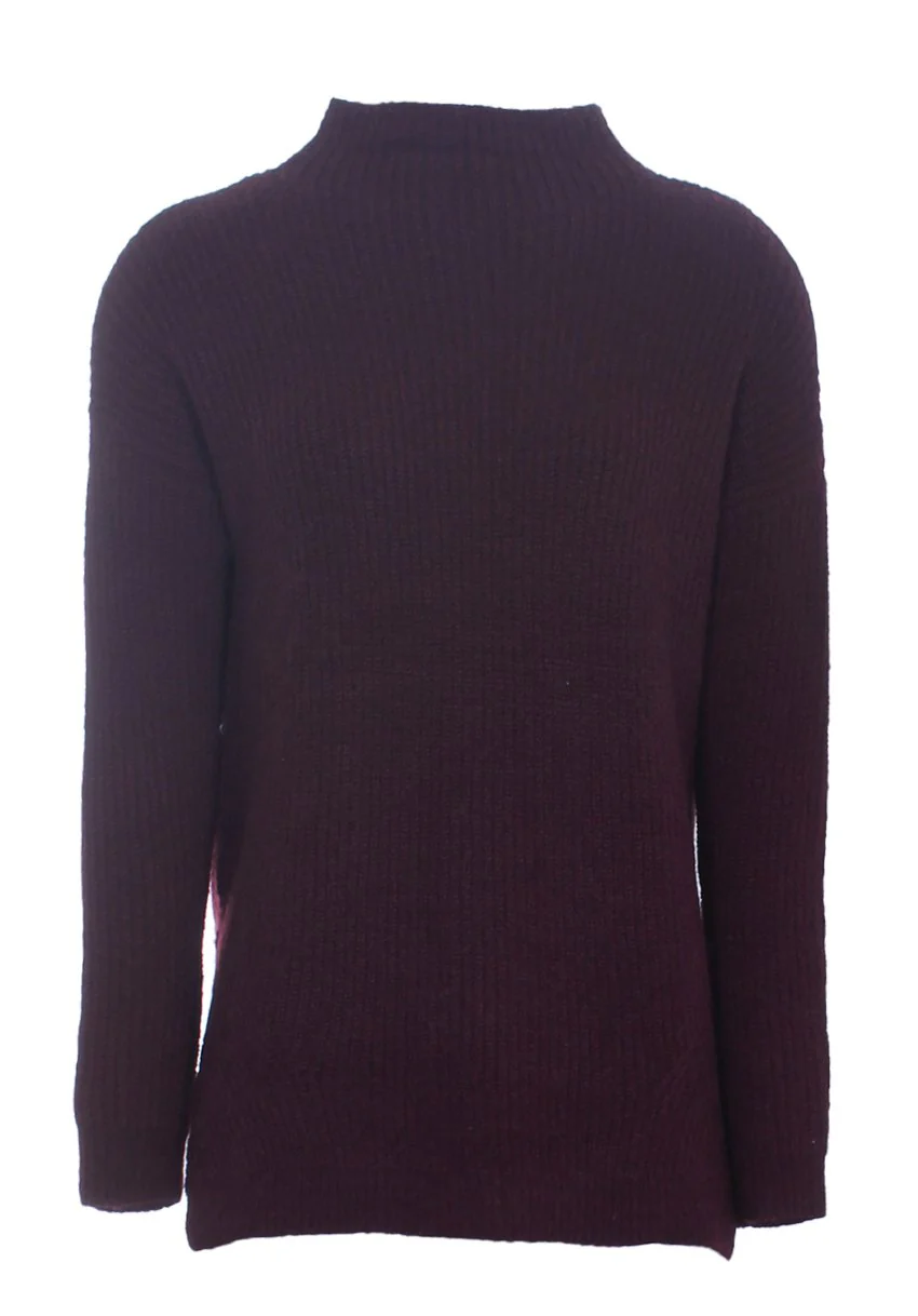 Wine High Neck Side Split Jumper - Image 4
