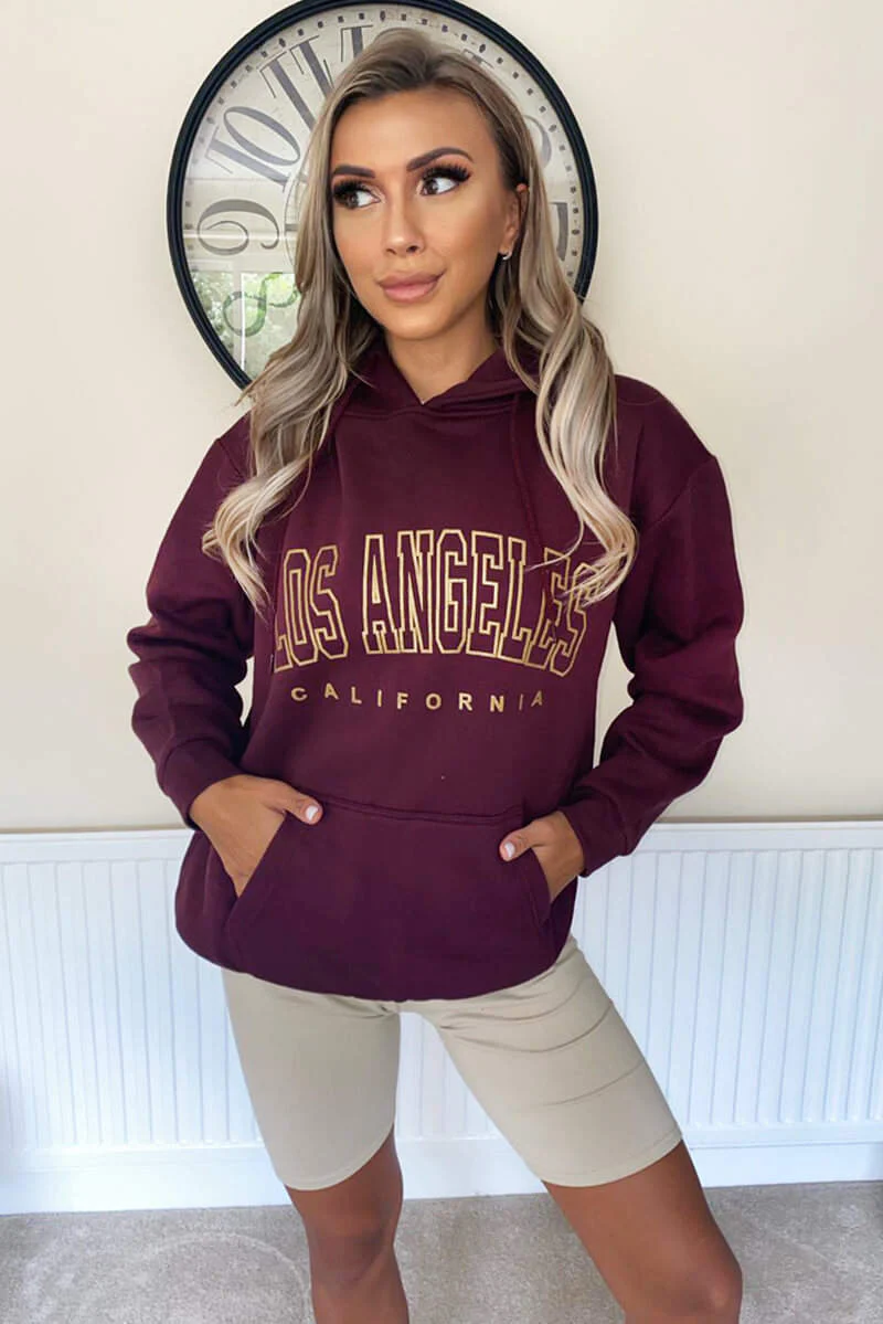 Wine LA Gold Printed Hoodie - Image 3