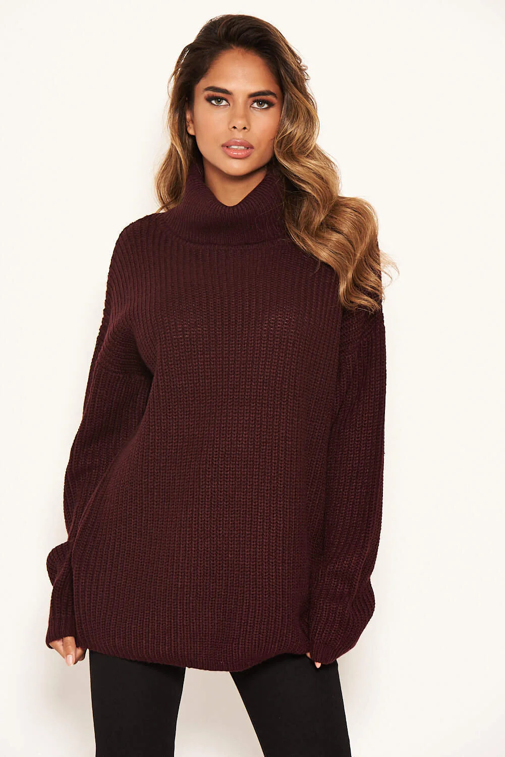 Wine Roll Neck Knit Jumper - Image 4