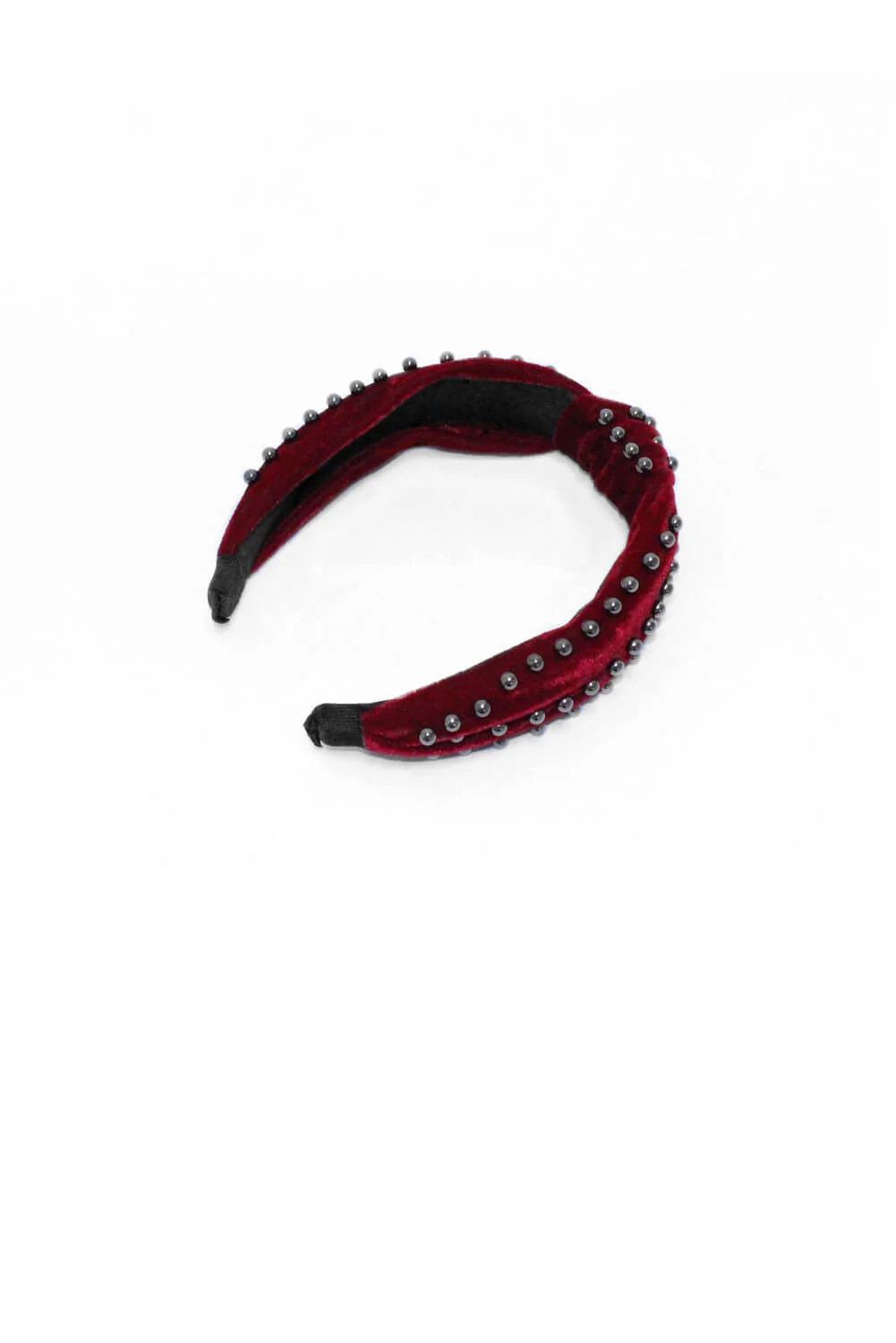 Wine Velvet Studded Knot Headband - Image 2