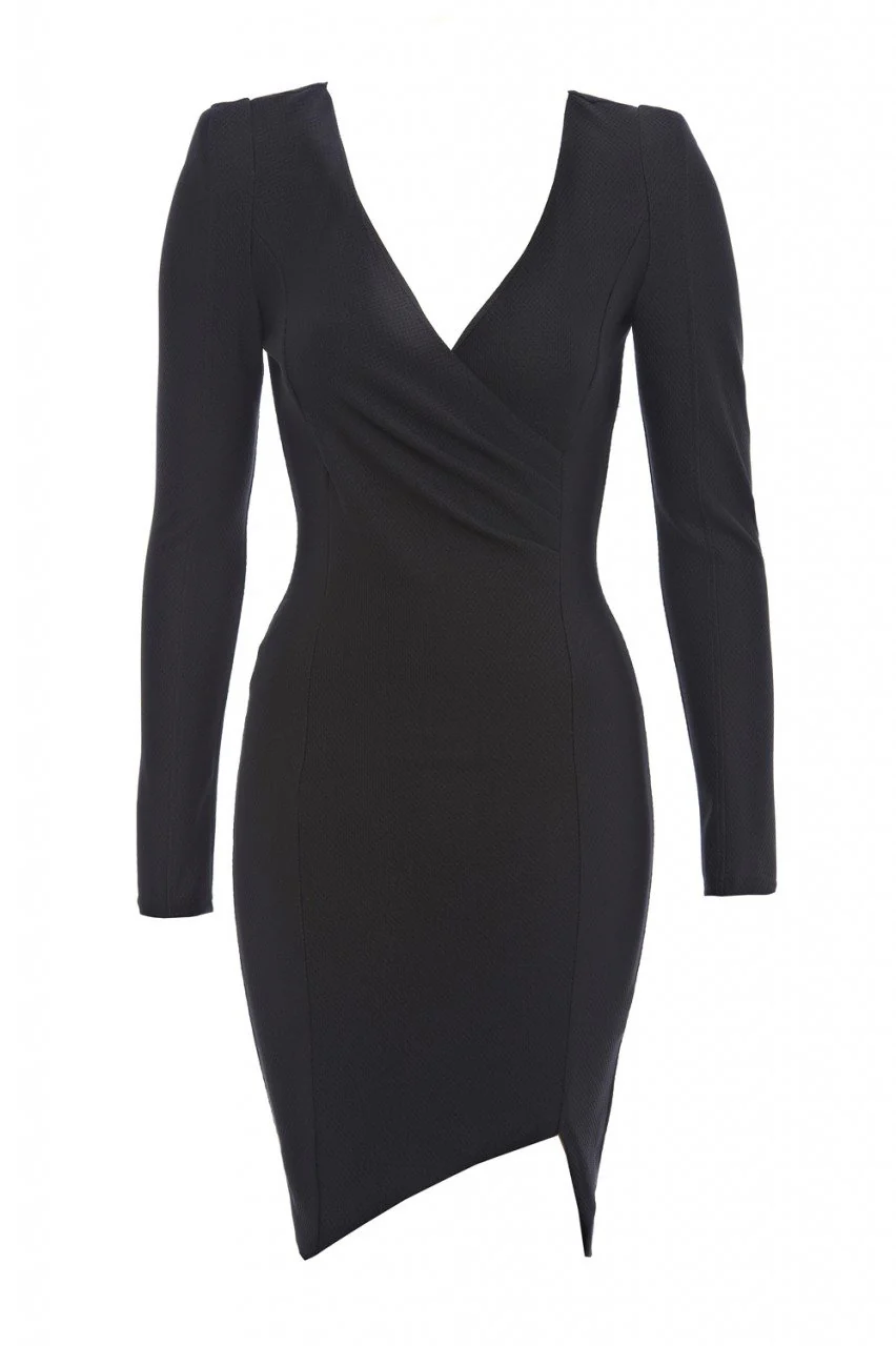 Wrap Front Long Sleeved Dress - Image 5