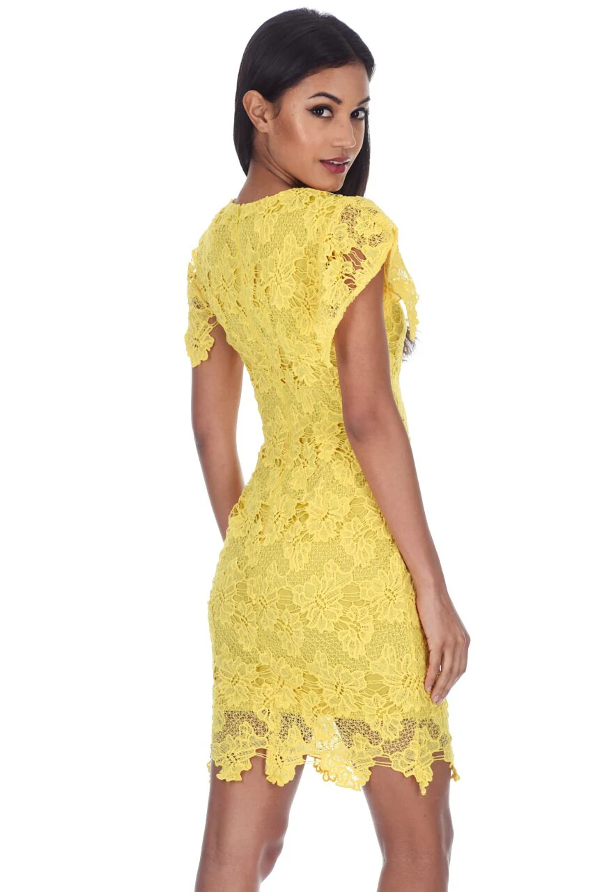 Yellow Crochet Midi Dress - Image 3