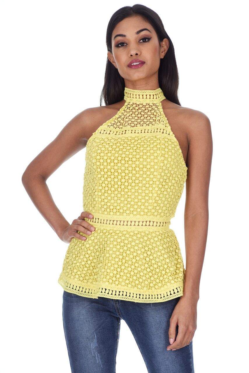 Yellow Crochet Peplum Top - Image 5