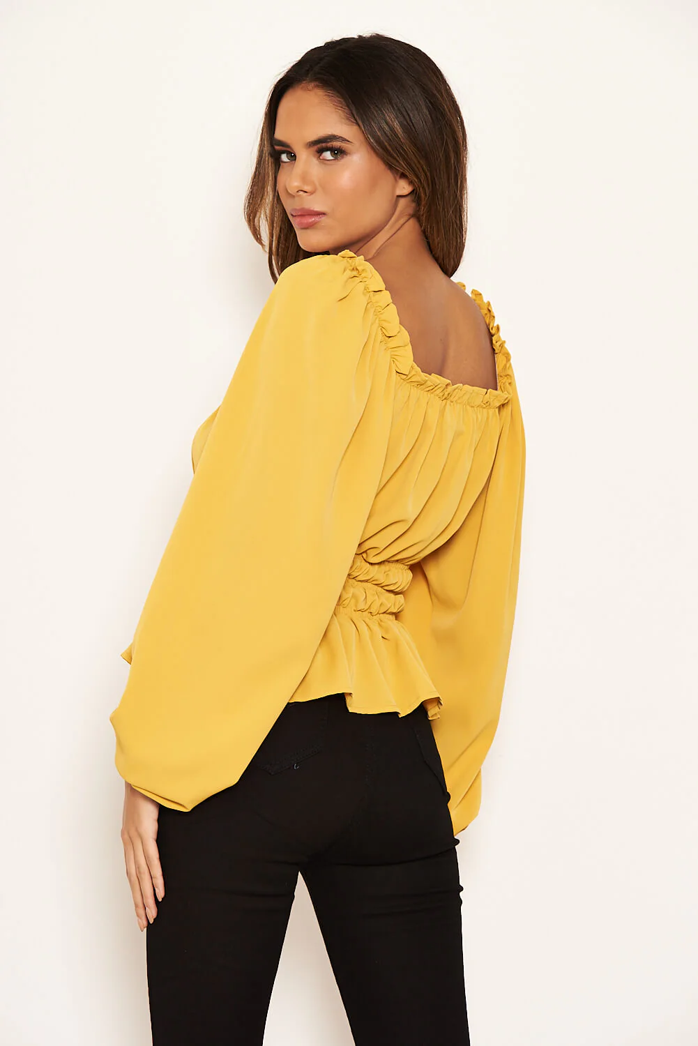 Yellow Square Neck Elasticated Top - Image 5