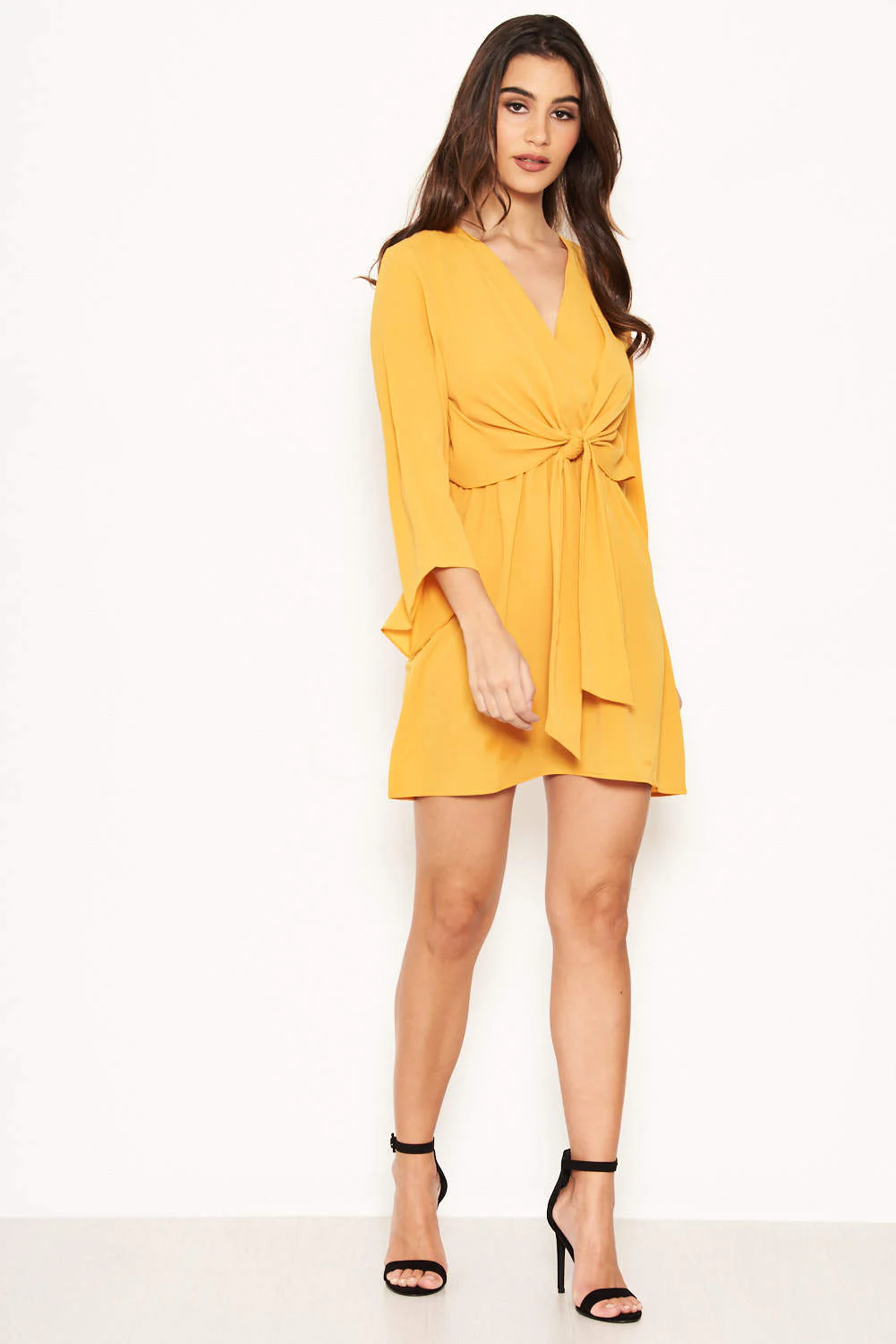 Yellow Tie Front Day Dress - Image 2