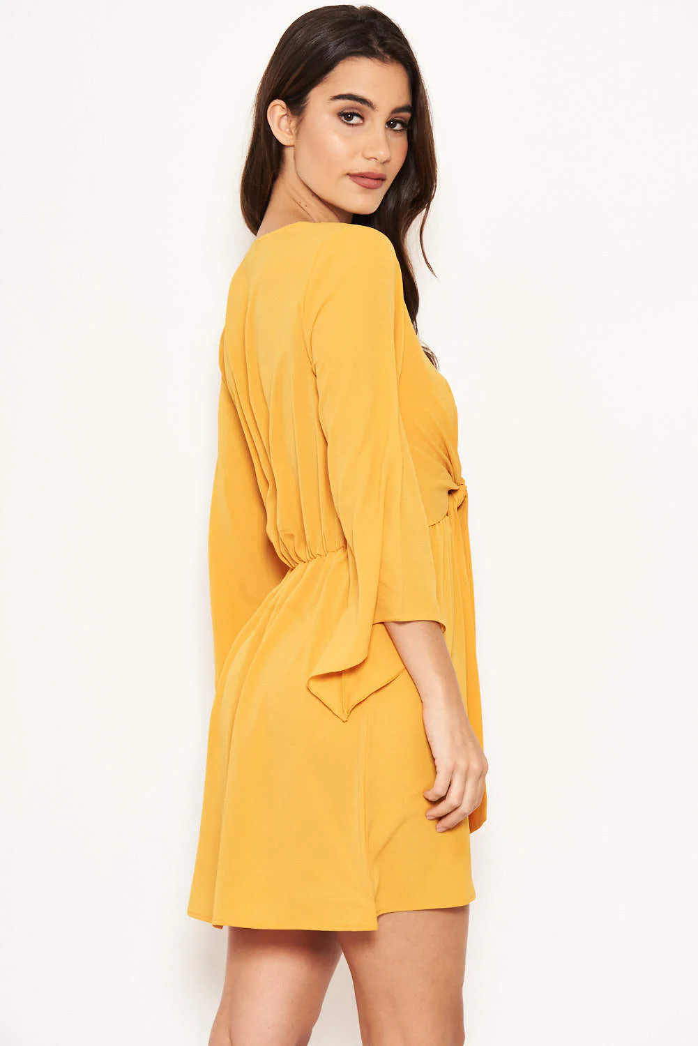 Yellow Tie Front Day Dress - Image 3