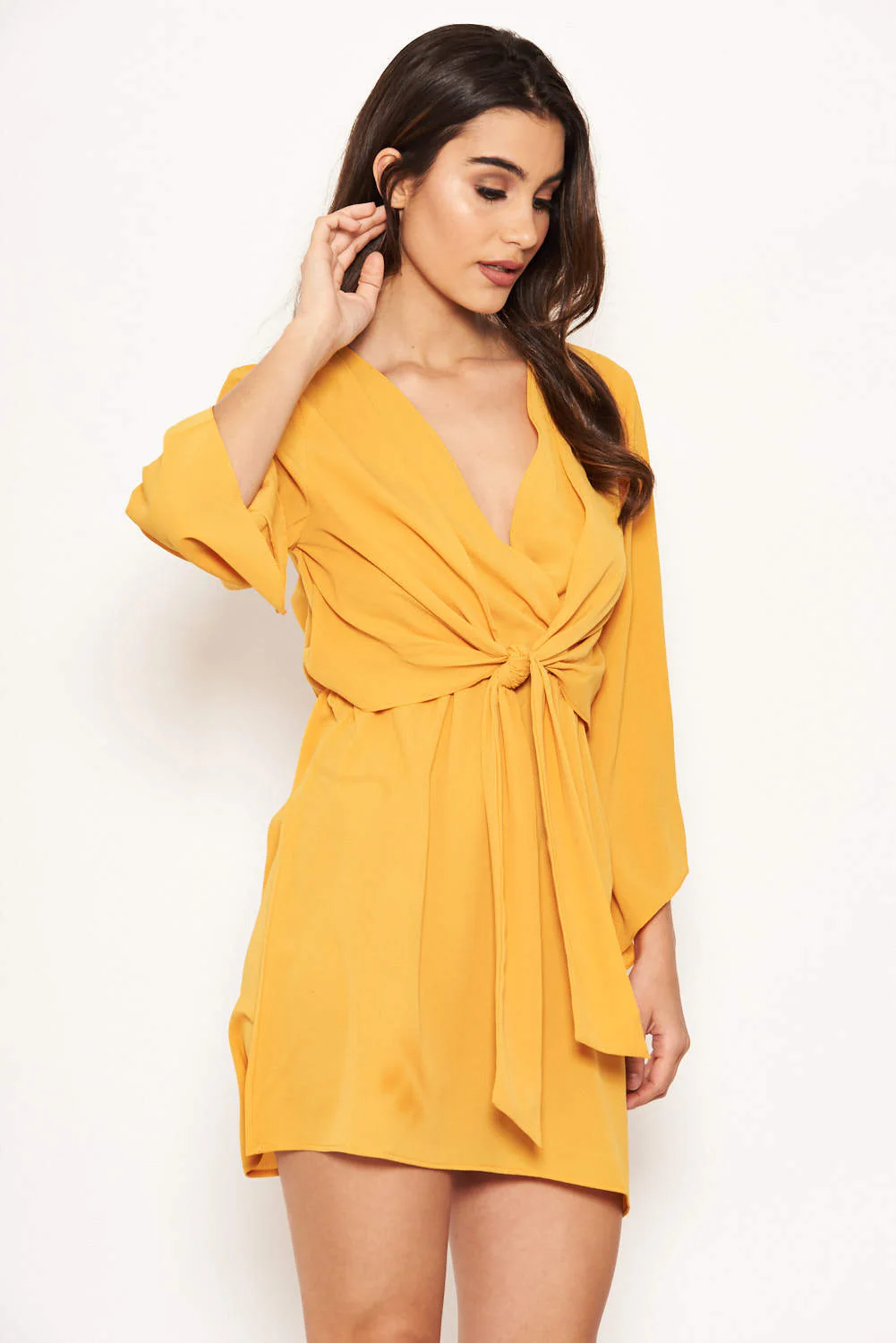 Yellow Tie Front Day Dress - Image 5
