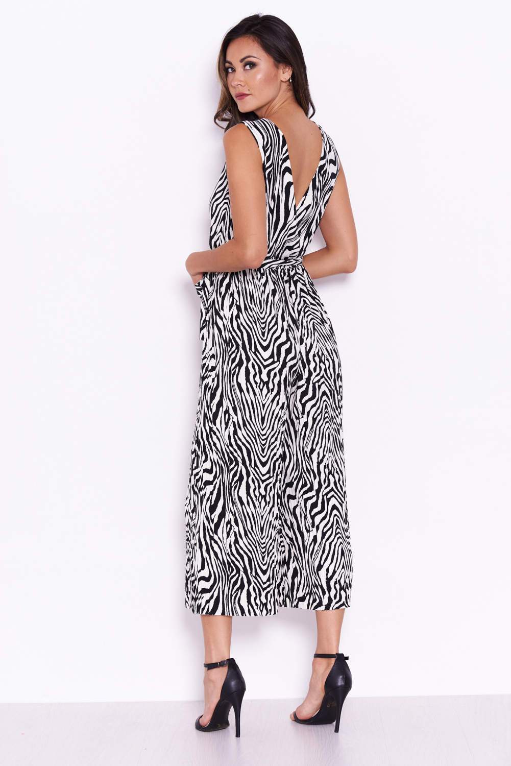Zebra Pleated Culotte Jumpsuit - Image 3