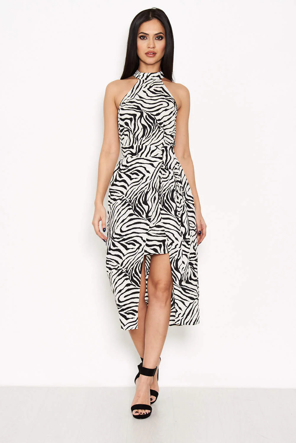 Zebra Print Choker Neck Dress - Image 4