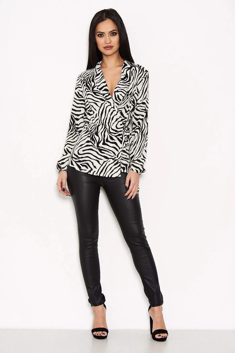 Zebra Printed Tie Waist Top - Image 2