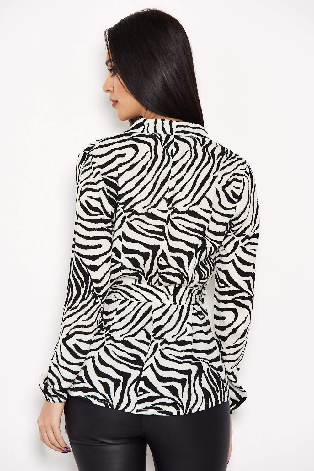 Zebra Printed Tie Waist Top - Image 3